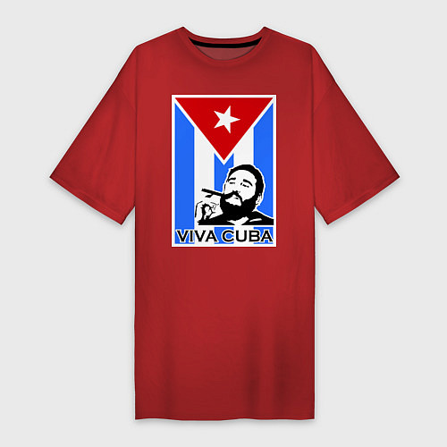 Женская футболка-платье Fidel: Viva, Cuba! / Красный – фото 1