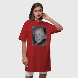 Футболка женская-платье Энштейн дурачится, цвет: красный — фото 2