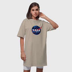 Футболка женская-платье NASA: Cosmic Logo, цвет: миндальный — фото 2