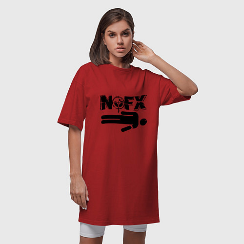 Женская футболка-платье NOFX crushman / Красный – фото 3