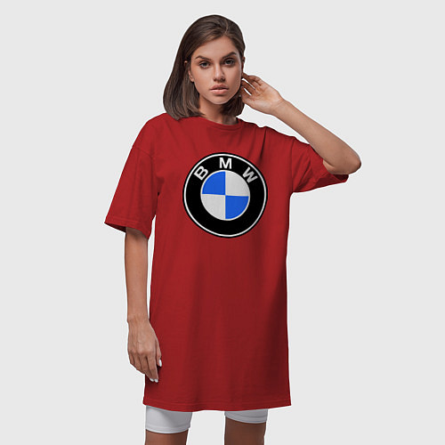 Женская футболка-платье Logo BMW / Красный – фото 3