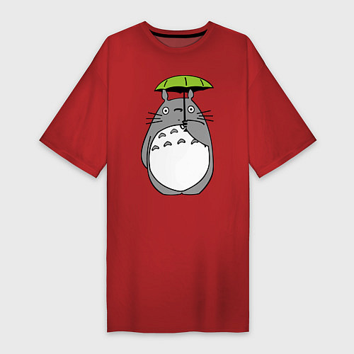 Женская футболка-платье Totoro с зонтом / Красный – фото 1