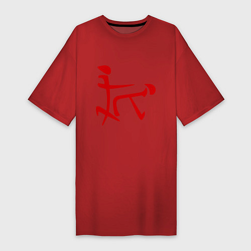 Женская футболка-платье Иероглиф: любовь / Красный – фото 1