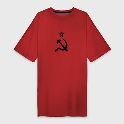 Футболка женская-платье СССР: Серп и молот, цвет: красный