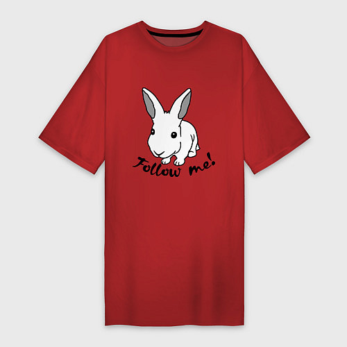 Женская футболка-платье Rabbit: follow me / Красный – фото 1