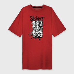 Футболка женская-платье Slipknot Faces, цвет: красный