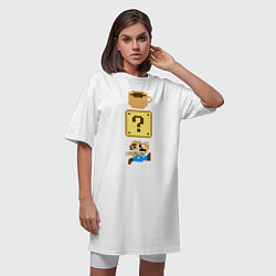 Футболка женская-платье Любитель кофе Марио, цвет: белый — фото 2