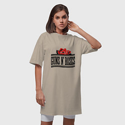 Футболка женская-платье Guns n Roses: rose, цвет: миндальный — фото 2