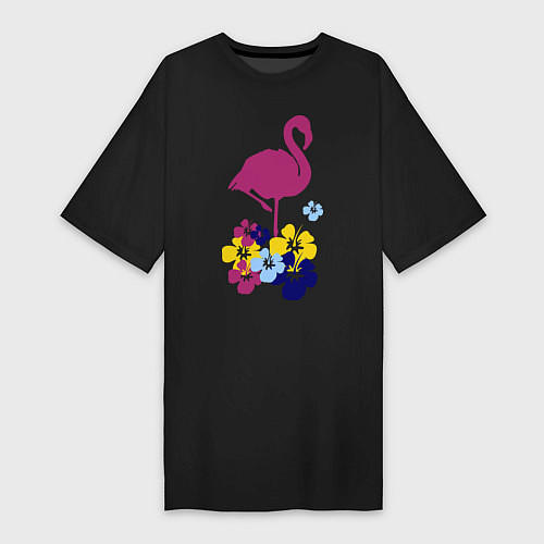 Женская футболка-платье Фиолетовый фламинго / Черный – фото 1