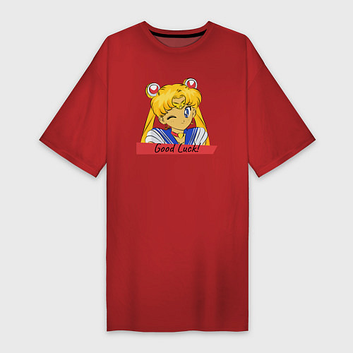Женская футболка-платье Sailor Moon Good Luck / Красный – фото 1