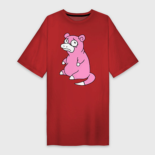 Женская футболка-платье Грустный слоупок / Красный – фото 1
