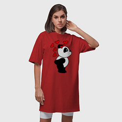 Футболка женская-платье Поцелуй панды: для нее, цвет: красный — фото 2