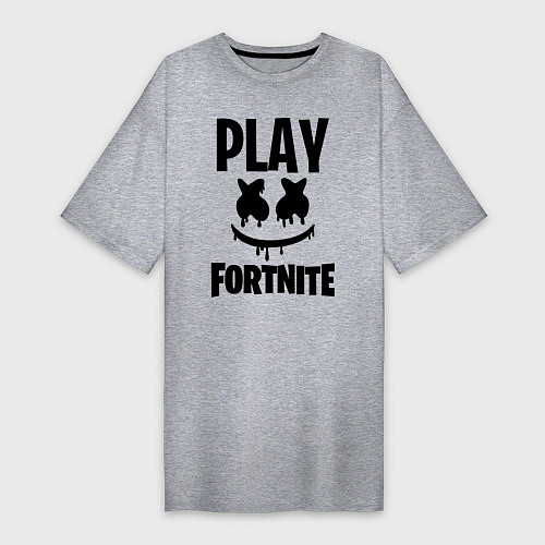 Женская футболка-платье Marshmello: Play Fortnite / Меланж – фото 1