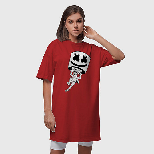 Женская футболка-платье Marshmello King / Красный – фото 3