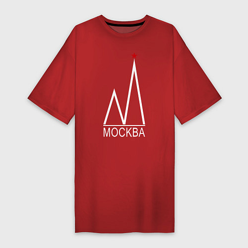 Женская футболка-платье Москва-белый логотип-2 / Красный – фото 1