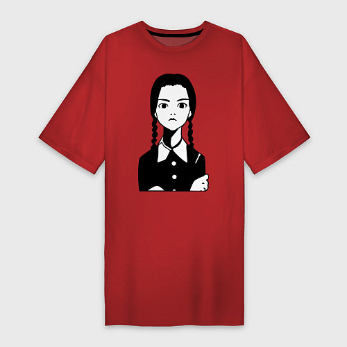 Женская футболка-платье Wednesday Addams / Красный – фото 1