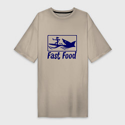 Футболка женская-платье Shark fast food, цвет: миндальный