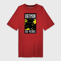 Футболка женская-платье Batman 80 years, цвет: красный