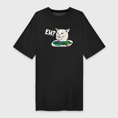 Женская футболка-платье Woman yelling at a cat / Черный – фото 1