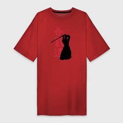 Футболка женская-платье Айкидо, цвет: красный