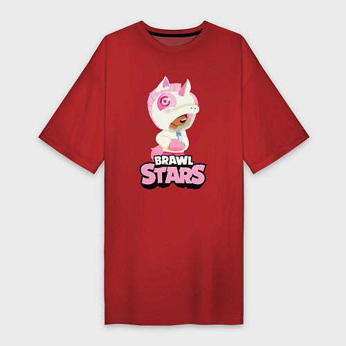 Женская футболка-платье Leon Unicorn Brawl Stars / Красный – фото 1