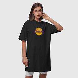 Футболка женская-платье LA LAKERS, цвет: черный — фото 2