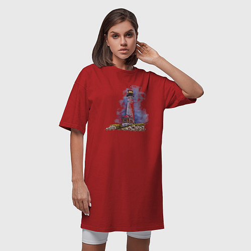 Женская футболка-платье Crisp Point Lighthouse / Красный – фото 3