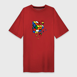 Футболка женская-платье Кубик Рубика, цвет: красный
