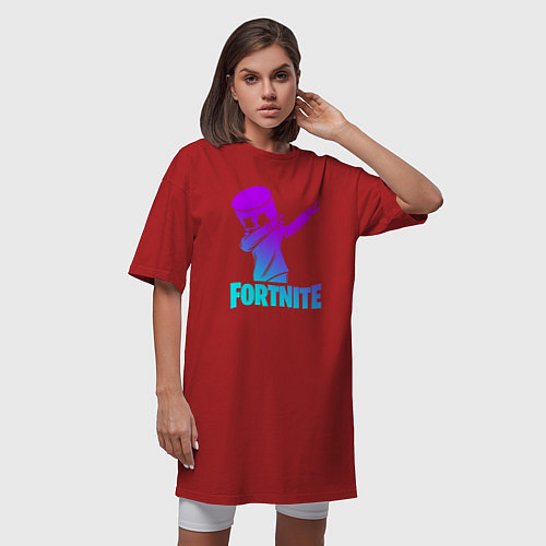 Женская футболка-платье FORTNITE X MARSHMELLO / Красный – фото 3