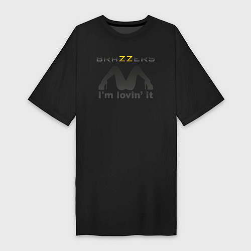 Женская футболка-платье Brazzers i'm lovin' it / Черный – фото 1