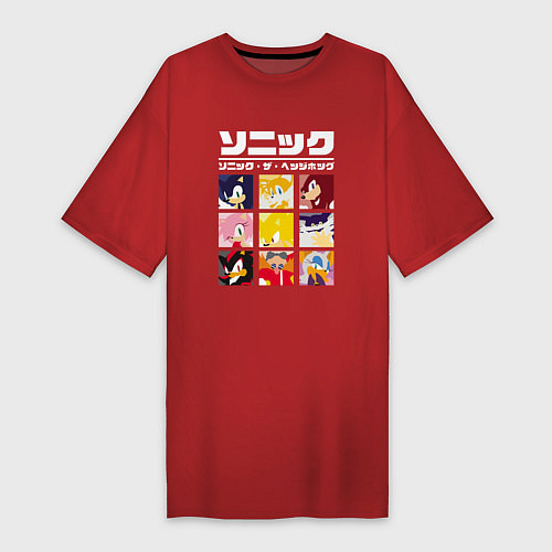 Женская футболка-платье Японский Sonic / Красный – фото 1