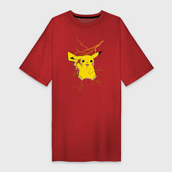 Футболка женская-платье Pikachu, цвет: красный