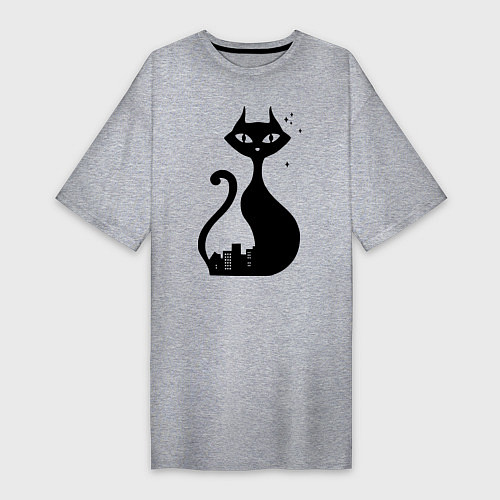 Женская футболка-платье Влюбленные коты (Кошка) / Меланж – фото 1