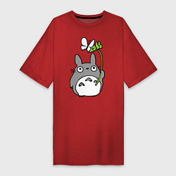 Футболка женская-платье Totoro и бабочка, цвет: красный