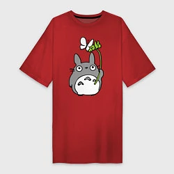 Футболка женская-платье Totoro и бабочка, цвет: красный
