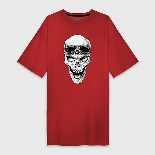 Женская футболка-платье Skull and glasses / Красный – фото 1