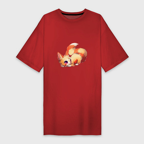 Женская футболка-платье Хитрый лисёнок / Красный – фото 1