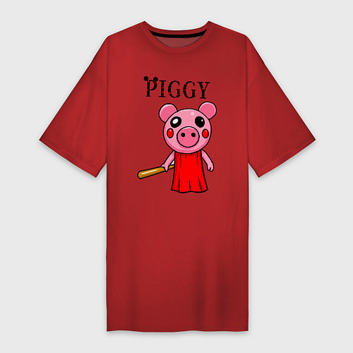 Женская футболка-платье ROBLOX PIGGY / Красный – фото 1