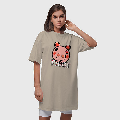Женская футболка-платье ROBLOX PIGGY / Миндальный – фото 3