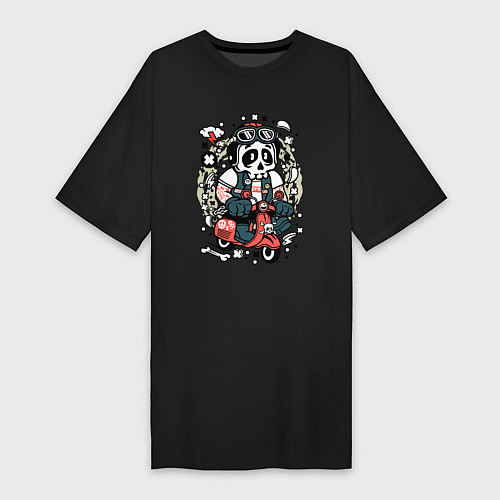 Женская футболка-платье Элвис на мопеде / Черный – фото 1