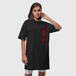 Футболка женская-платье Атака на титанов, цвет: черный — фото 2