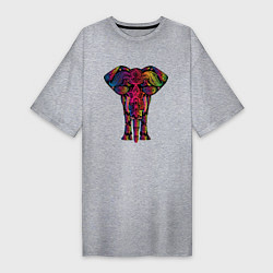 Женская футболка-платье  Слон с орнаментом