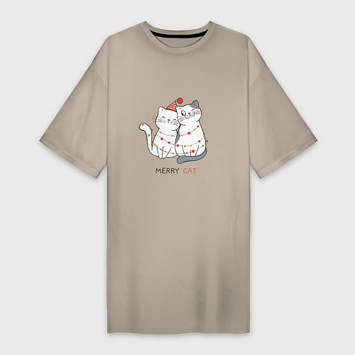 Женская футболка-платье Merry Cat / Миндальный – фото 1
