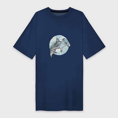 Женская футболка-платье Акула-молот / Тёмно-синий – фото 1