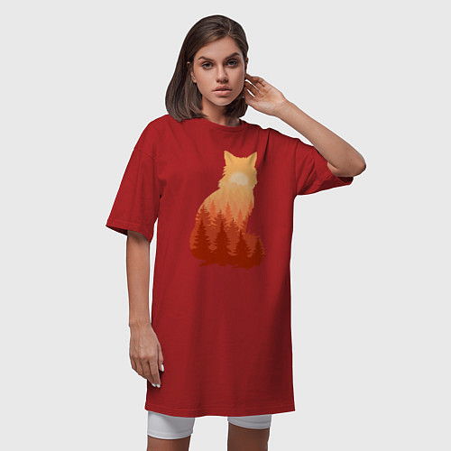 Женская футболка-платье Лиса / Красный – фото 3