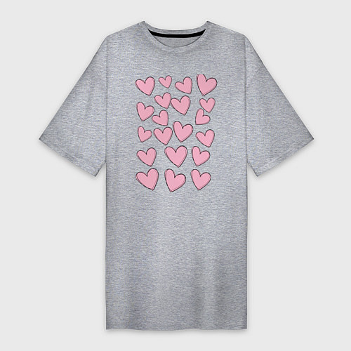 Женская футболка-платье Маленькие сердца / Меланж – фото 1