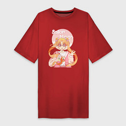 Футболка женская-платье Sailor Moon Coffee, цвет: красный