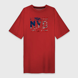 Футболка женская-платье Нью-Йорк Сити, цвет: красный