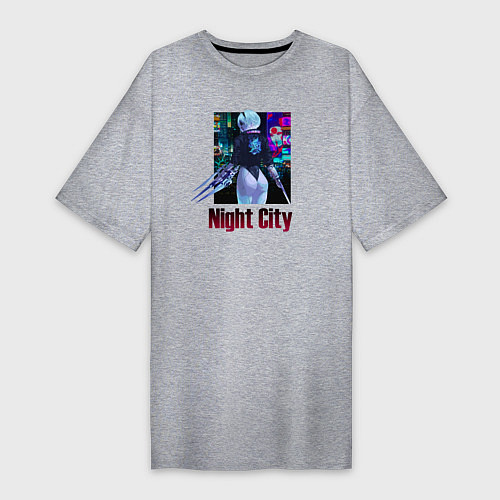 Женская футболка-платье Night City Nier: automata / Меланж – фото 1