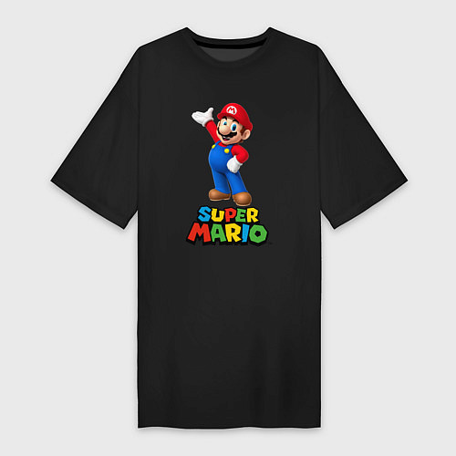 Женская футболка-платье Super Mario / Черный – фото 1